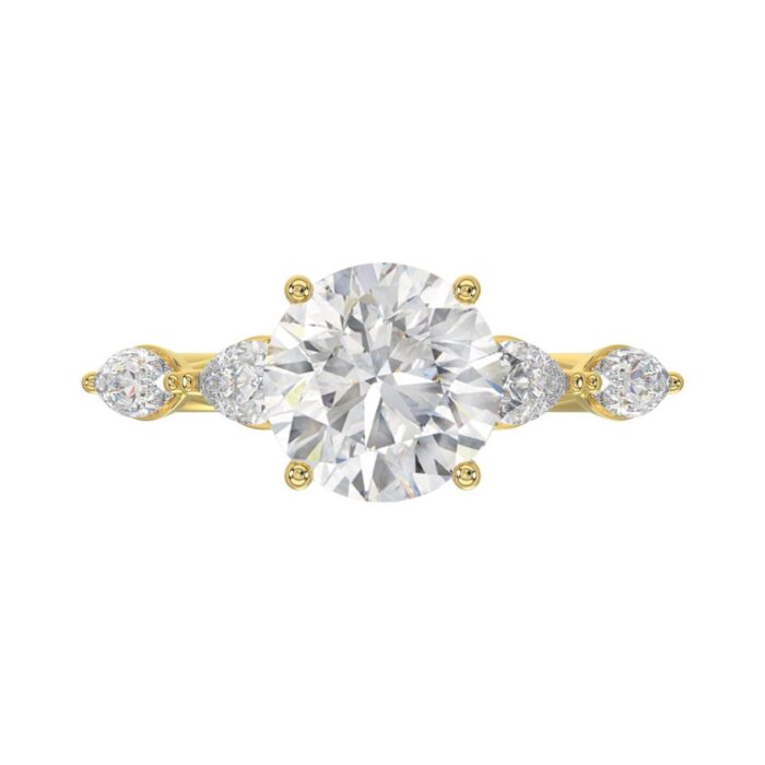 LADIES RING 2 1/2CT ROUND/PEAR/MARQUISE DIAMOND 14K YELLOW GOLD (CENTER STONE ROUND DIAMOND 2.00CT) - Image 5