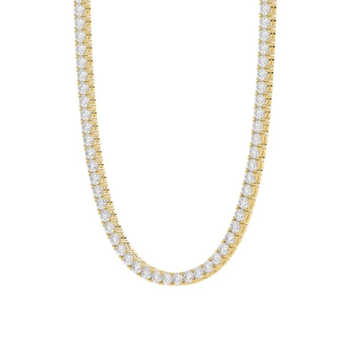 14K YELLOW GOLD 4 3/4CT 18" ROUND DIAMOND LADIES TENNIS NECKLACE - Image 3