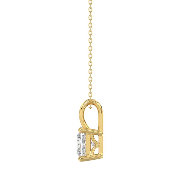 LADIES SOLITAIRE PENDANT WITH CHAIN 2CT PRINCESS DIAMOND 14K YELLOW GOLD - Image 2