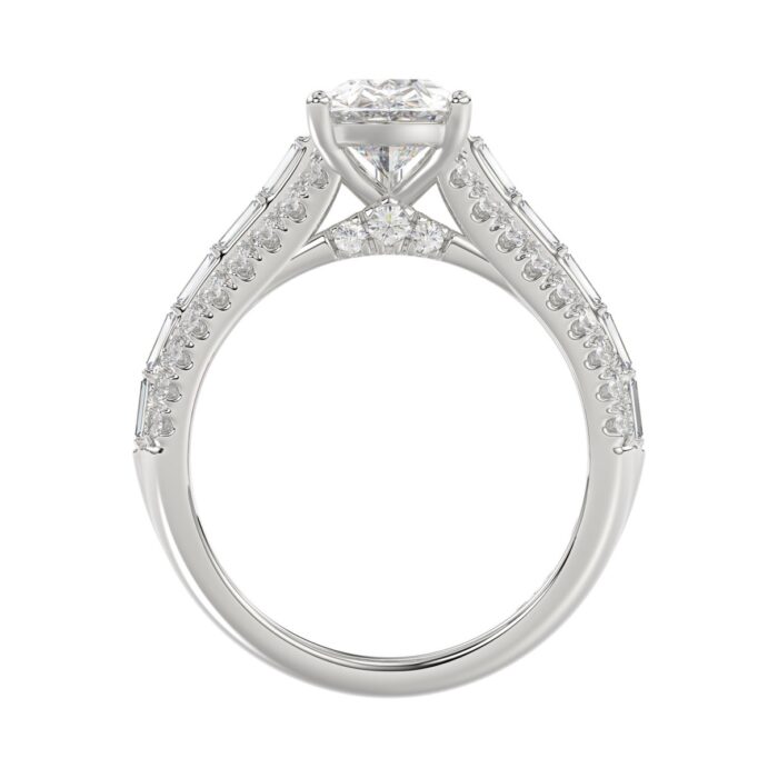 Luxury 14K White Gold Ladies Diamond Ring 2 3/4CT Round Pear & Baguette Diamonds with 2.00CT Pear Center stone (Color F-G -Clarity VS1/VS2) - Image 2