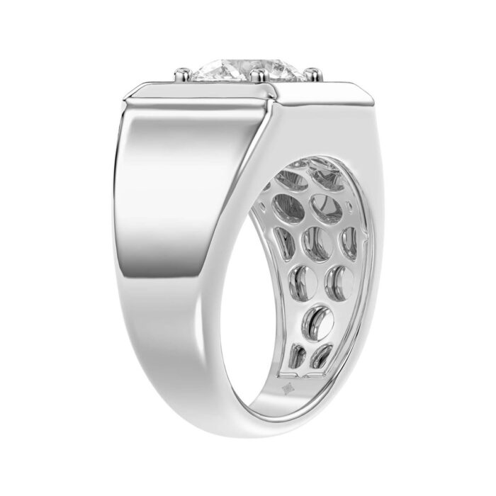 MEN'S RING 2CT ROUND DIAMOND 14K WHITE GOLD (CENTER STONE ROUND DIAMOND 2CT ) - Image 3