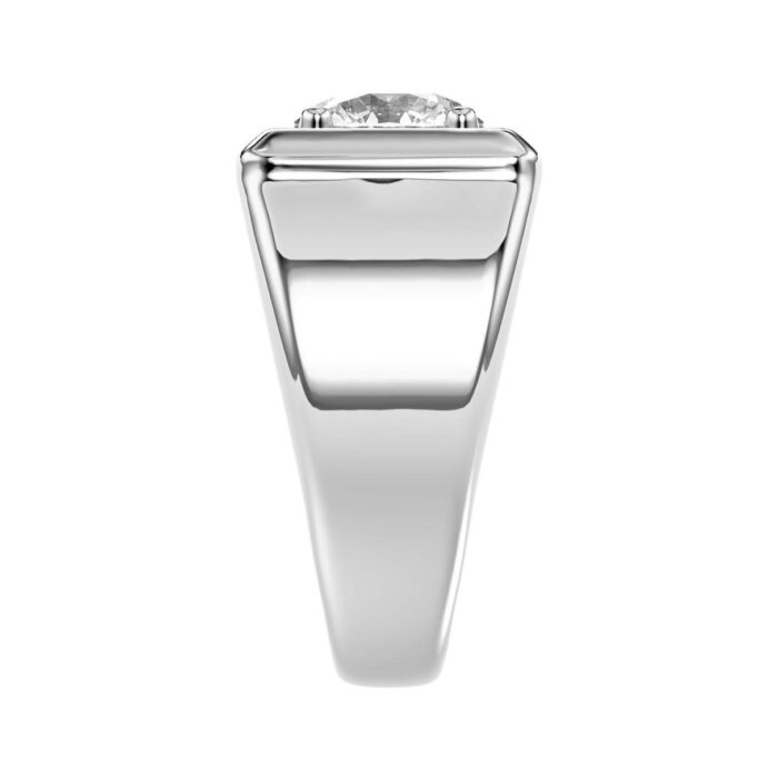 MEN'S RING 2CT ROUND DIAMOND 14K WHITE GOLD (CENTER STONE ROUND DIAMOND 2CT ) - Image 4