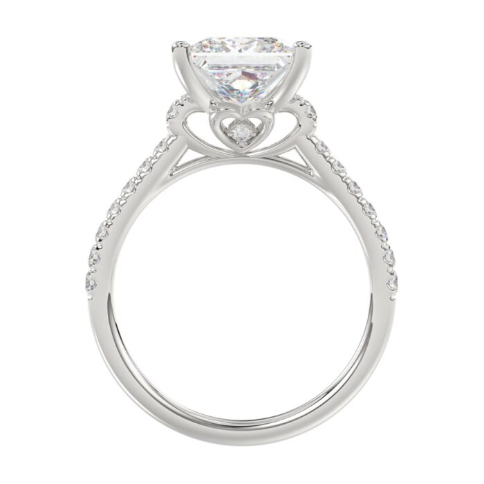 14K WHITE GOLD 3 1/2CT ROUND/PRINCESS DIAMOND LADIES BRIDAL SET (CENTER STONE PRINCESS DIAMOND 3.00CT) - Image 4