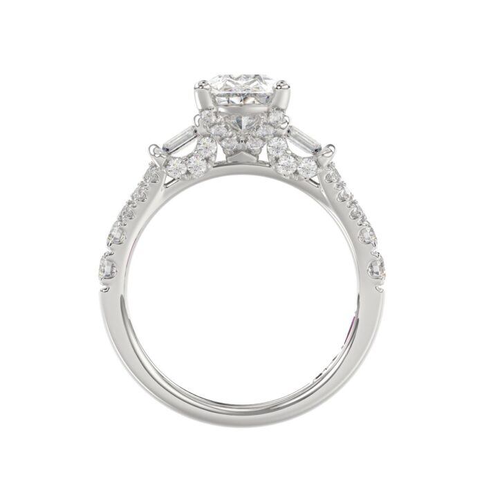 21K PLATINUM LADIES RING 2 3/4CT ROUND/PEAR/BAGUETTE DIAMOND (CENTER STONE PEAR DIAMOND 2CT) - Image 2