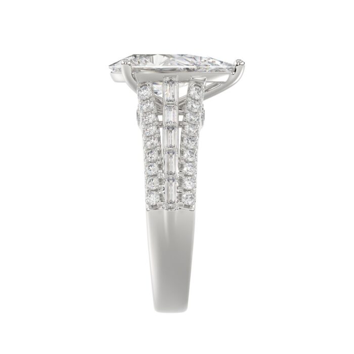 21K PLATINUM LADIES RING 2 3/4CT ROUND/PEAR/BAGUETTE DIAMOND (CENTER STONE PEAR DIAMOND 2CT) - Image 4