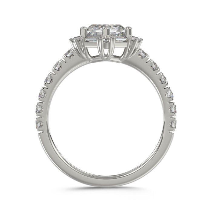 14K WHITE GOLD 1 3/4CT ROUND/BAGUETTE/HEXAGON STEP CUT DIAMOND LADIES RING - Image 5
