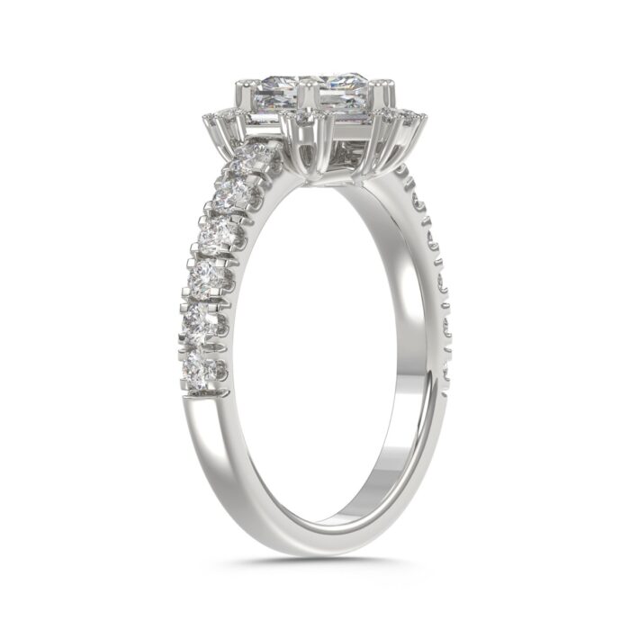 14K WHITE GOLD 1 3/4CT ROUND/BAGUETTE/HEXAGON STEP CUT DIAMOND LADIES RING - Image 4