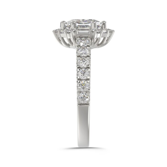 14K WHITE GOLD 1 3/4CT ROUND/BAGUETTE/HEXAGON STEP CUT DIAMOND LADIES RING - Image 3