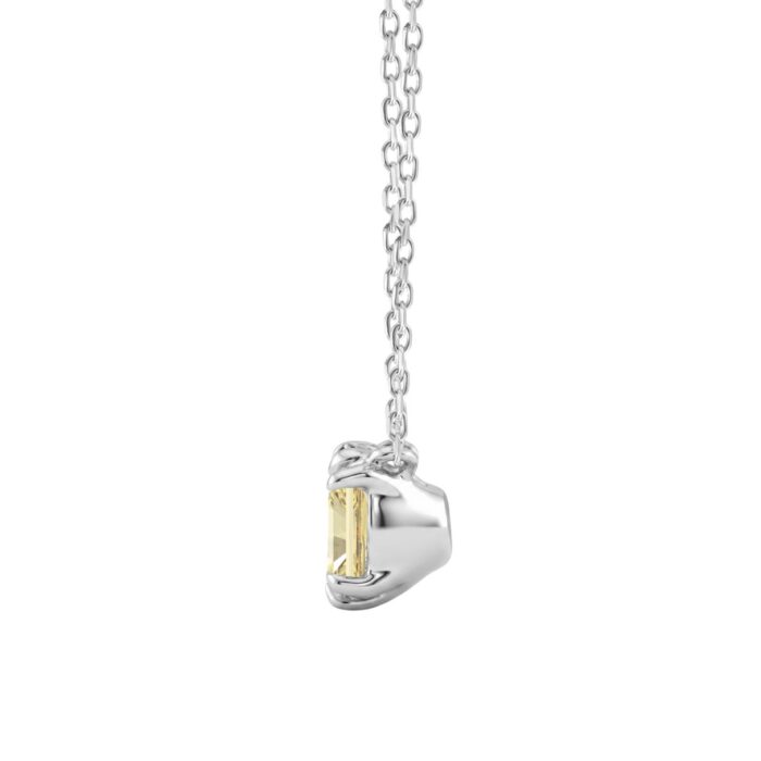14K WHITE GOLD 1.00CT CUSHION YELLOW DIAMOND LADIES NECKLACE - Image 2