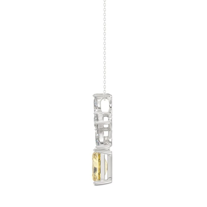 14K WHITE GOLD 2 1/4CT PEAR/MARQUISE/RADIANT DIAMOND LADIES PENDANT WITH CHAIN (CENTER STONE YELLOW RADIANT DIAMOND 1 1/2CT) - Image 2