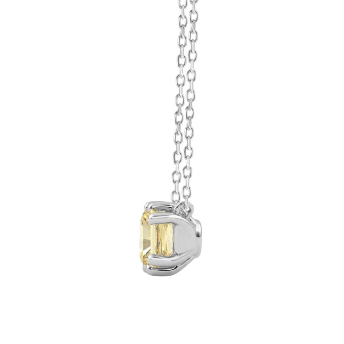 14K WHITE GOLD 1.00CT YELLOW CUSHION DIAMOND LADIES NECKLACE - Image 2