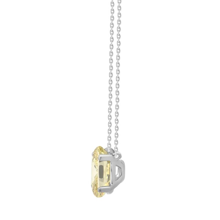 14K WHITE GOLD 1.00CT YELLOW OVAL DIAMOND LADIES NECKLACE - Image 3