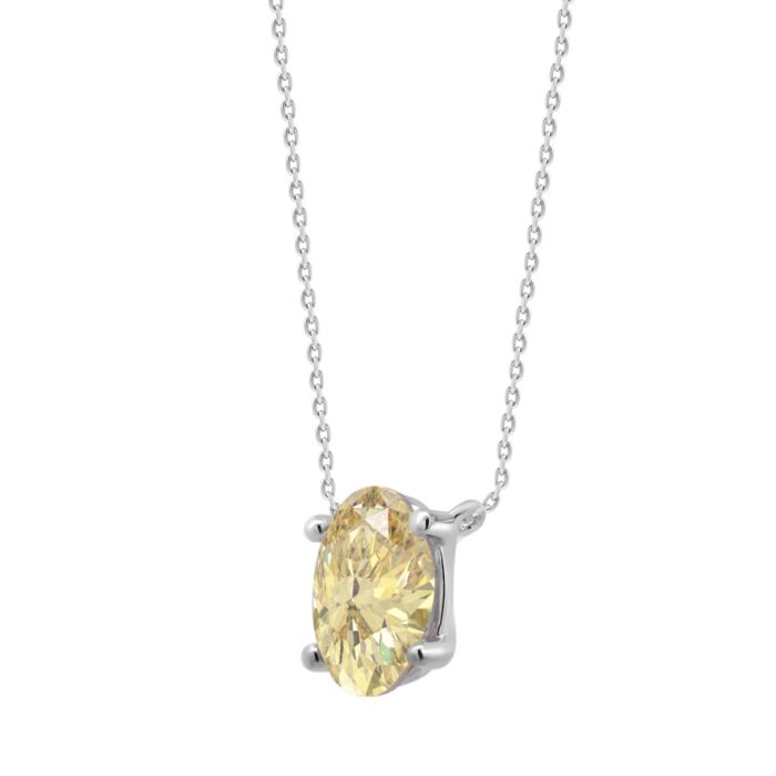 14K WHITE GOLD 1.00CT YELLOW OVAL DIAMOND LADIES NECKLACE - Image 2