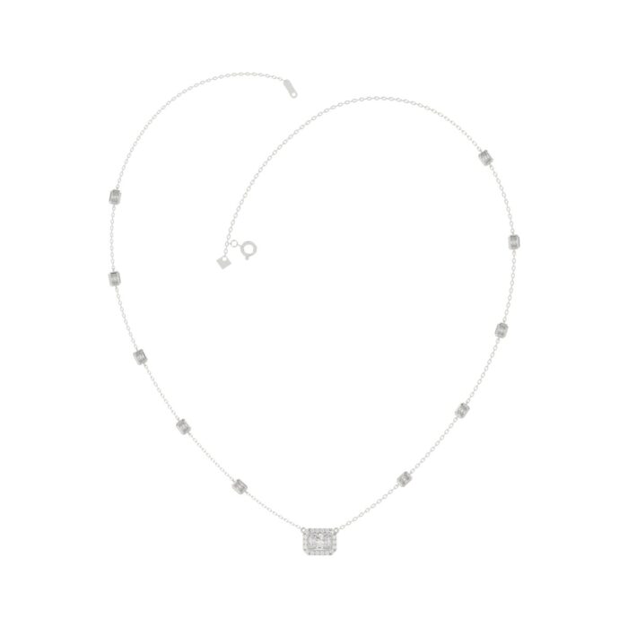 14K WHITE GOLD 2 1/4CT ROUND/EMERALD DIAMOND LADIES NECKLACE - Image 1