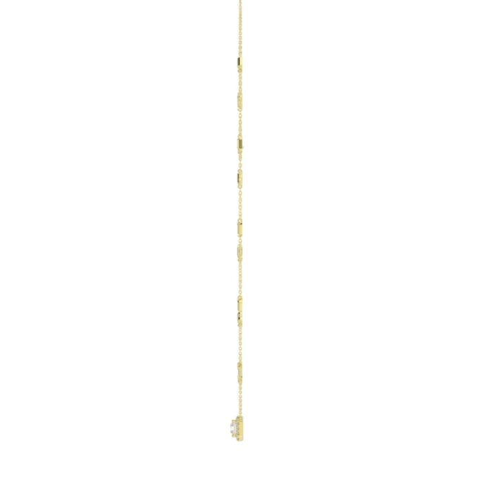 14K YELLOW GOLD 2 1/4CT ROUND/EMERALD DIAMOND LADIES NECKLACE - Image 2