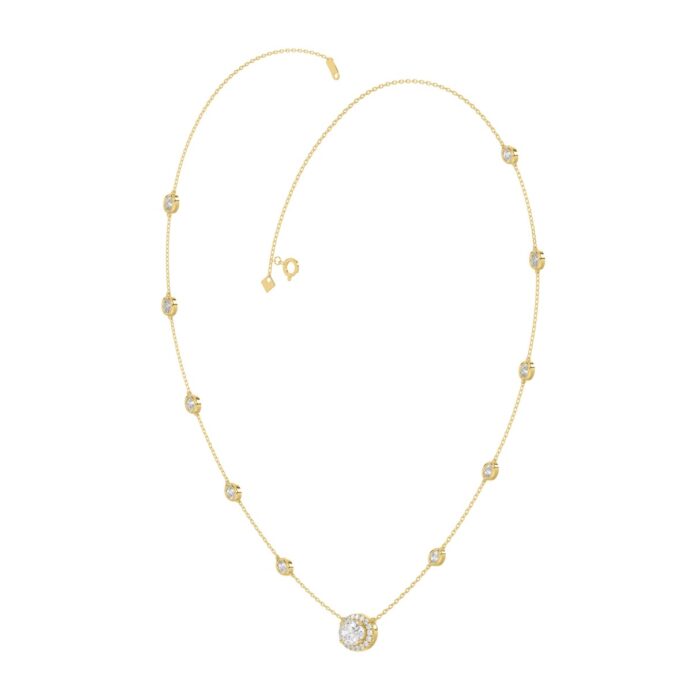 14K YELLOW GOLD 2 1/4CT ROUND/OVAL DIAMOND LADIES NECKLACE - Image 3