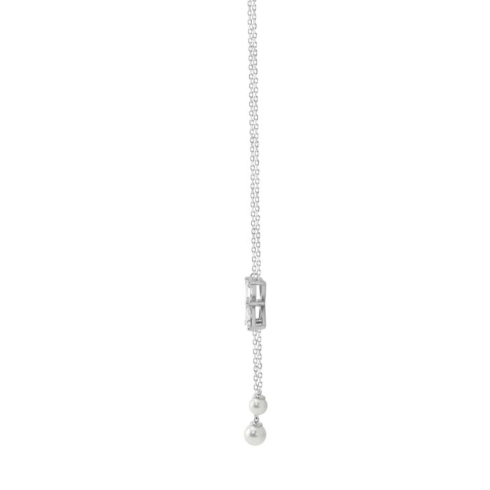 Elegant 10K White Gold Marquise Diamond 3/4Ct & Pearl Butterfly Drop Necklace Fine Jewelry Gift For Her (Color F-G Clarity Vs1/Vs2) - Image 2