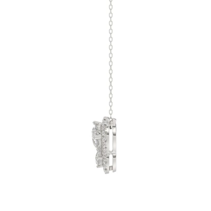 Elegant 14K White Gold Butterfly Necklace Featuring 1.00 Ct Lab Grown Round And Pear Diamonds. A Timeless Gift For Women And Everyday Luxury. - Image 2