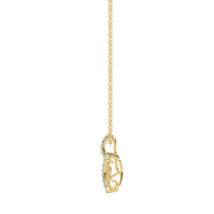 LADIES DANCING DIAMOND PENDANT WITH CHAIN 3/4CT ROUND/EMERALD DIAMOND 14K YELLOW GOLD (CENTER STONE EMERALD DIAMOND 1/2CT) - Image 2