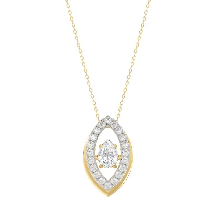 20890680_EC-118102Y-1214x1214.jpg LADIES DANCING DIAMOND PENDANT WITH CHAIN 3/4CT ROUND/PEAR DIAMOND 14K YELLOW GOLD (CENTER STONE PEAR DIAMOND 1/2CT) - Image 1