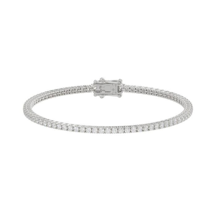 20890681_EC-102405W-1214x1214.jpg 14K WHITE GOLD 3CT ROUND DIAMOND LADIES BRACELET - Image 1