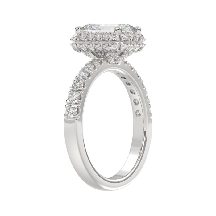 14K WHITE GOLD 4.00CT ROUND/EMERALD DIAMOND LADIES RING (CENTER STONE EMERALD DIAMOND 3.00CT) - Image 4