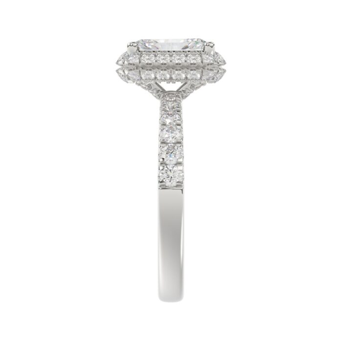 14K WHITE GOLD 4.00CT ROUND/EMERALD DIAMOND LADIES RING (CENTER STONE EMERALD DIAMOND 3.00CT) - Image 3
