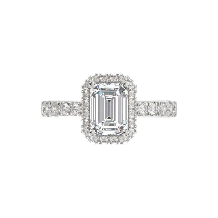 14K WHITE GOLD 4.00CT ROUND/EMERALD DIAMOND LADIES RING (CENTER STONE EMERALD DIAMOND 3.00CT) - Image 2