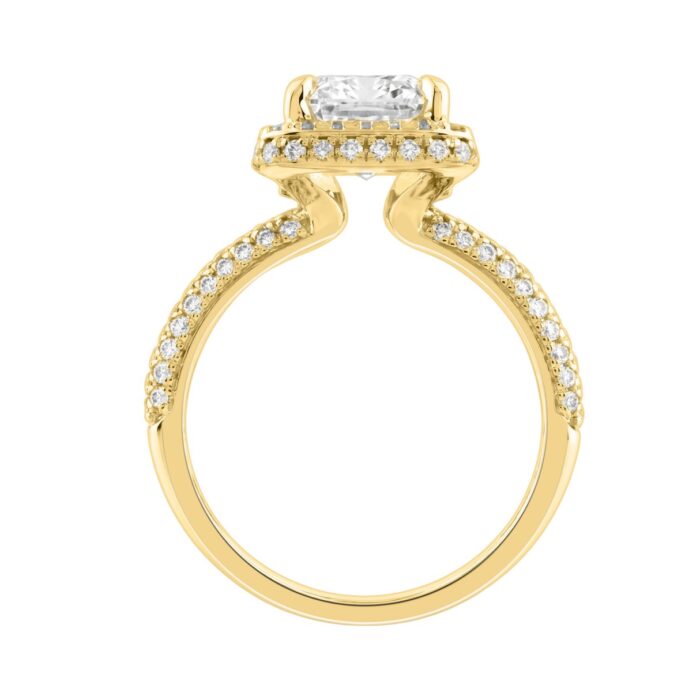 14K Yellow Gold 4 1/2Ct Ladies Emerald Cut Hidden Halo Engagement Ring 4Ct Emerald Center Stone & Round Diamond (Color F-G -Clarity Vs1/Vs2) - Image 2