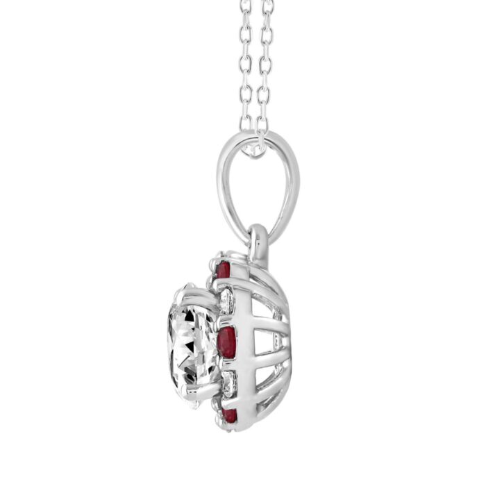 14K WHITE GOLD 1 1/3CT ROUND RUBY DIAMOND LADIES PENDANT WITH CHAIN (CENTER STONE ROUND DIAMOND 1CT) - Image 2