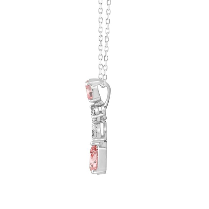 ETERNAL BLUSH COLLECTION 14K WHITE GOLD 2.00CT PINK PEAR & OVAL DIAMOND / PEAR DIAMOND LADIES PENDANT WITH CHAIN - Image 3