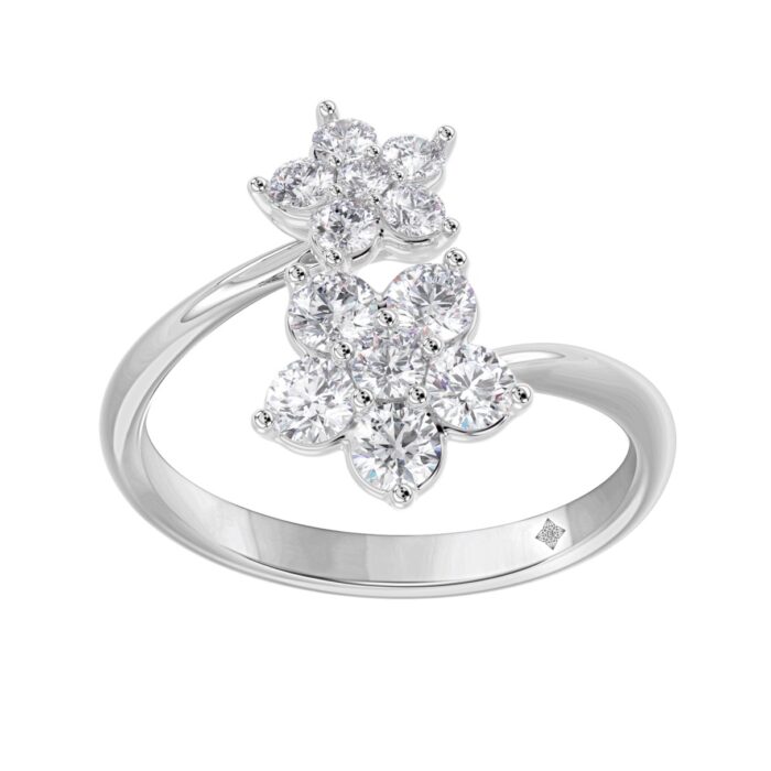 LADIES RING 1CT ROUND DIAMOND 14K WHITE GOLD - Image 1