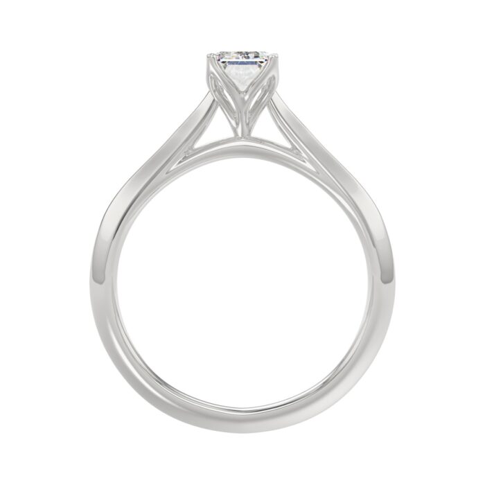 LADIES SOLITAIRE RING 1CT EMERALD DIAMOND 14K WHITE GOLD - Image 2