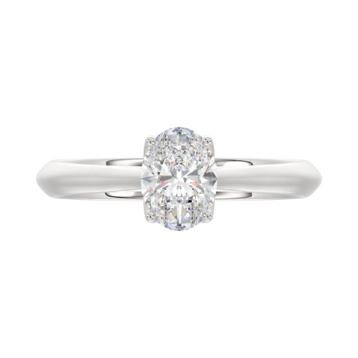 LADIES SOLITAIRE RING 1CT OVAL DIAMOND 14K WHITE GOLD - Image 5