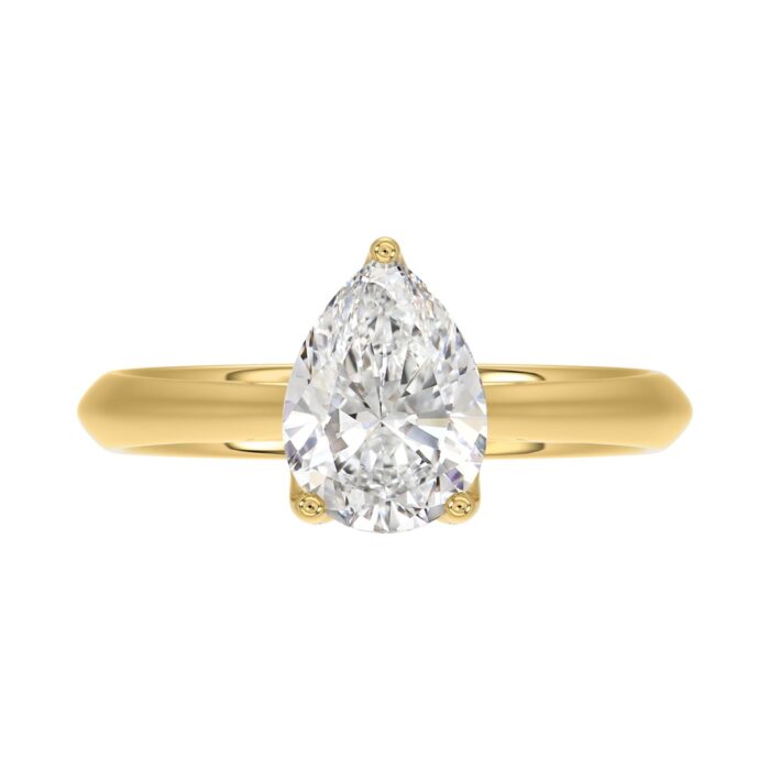 LADIES SOLITAIRE RING 2CT PEAR DIAMOND 14K YELLOW GOLD - Image 5