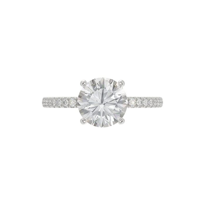 14K WHITE GOLD 2 1/4CT ROUND DIAMOND LADIES RING (CENTER STONE ROUND DIAMOND 2CT) - Image 5