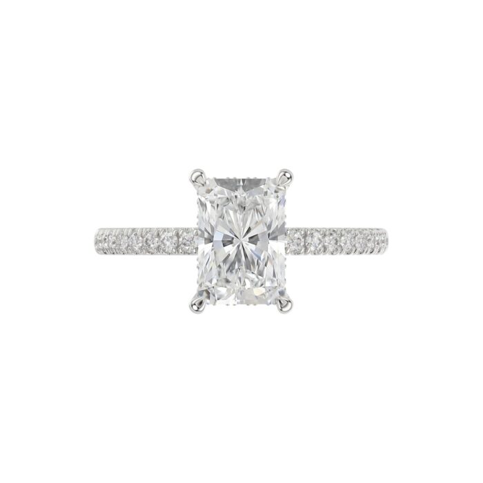 14K WHITE GOLD 2 1/4CT ROUND/RADIANT DIAMOND LADIES RING (CENTER STONE RADIANT DIAMOND 2CT) - Image 5