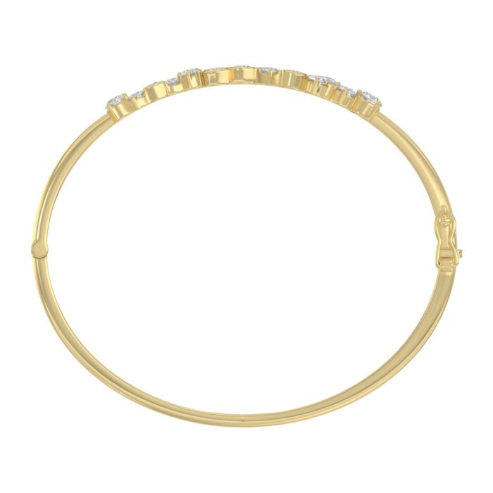 14K Yellow Gold Ladies Flexible Bangle 1 3/4CT Round Cut Diamonds (Color F-G -Clarity VS1/VS2) - Image 2