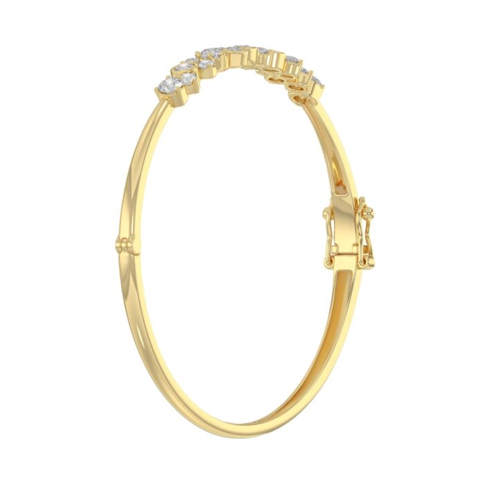 14K Yellow Gold Ladies Flexible Bangle 1 3/4CT Round Cut Diamonds (Color F-G -Clarity VS1/VS2) - Image 3
