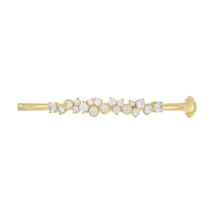 14K Yellow Gold Ladies Flexible Bangle 1 3/4CT Round Cut Diamonds (Color F-G -Clarity VS1/VS2) - Image 5