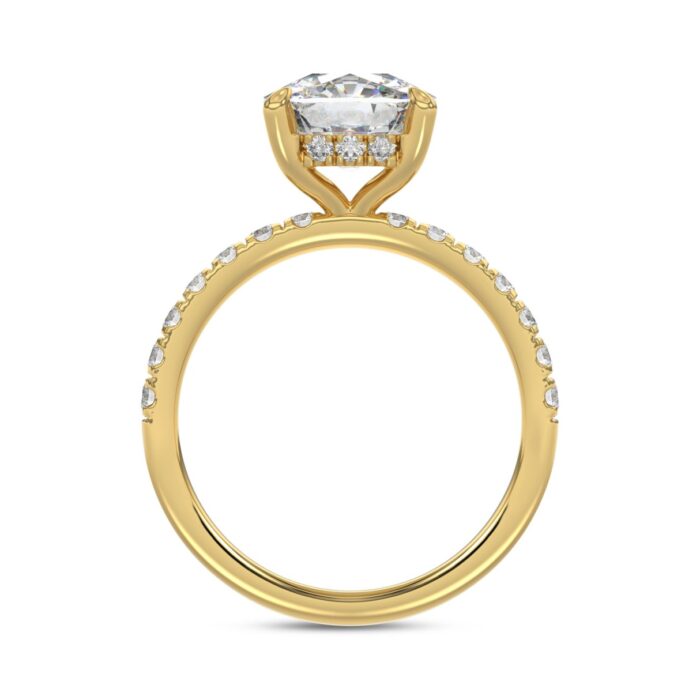 14K YELLOW GOLD 3 1/2CT ROUND/CUSHION DIAMOND LADIES RING (CENTER STONE CUSHION DIAMOND 3CT) - Image 2