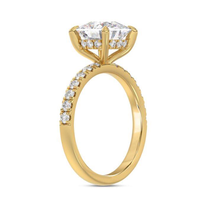 14K YELLOW GOLD 3 1/2CT ROUND/CUSHION DIAMOND LADIES RING (CENTER STONE CUSHION DIAMOND 3CT) - Image 3