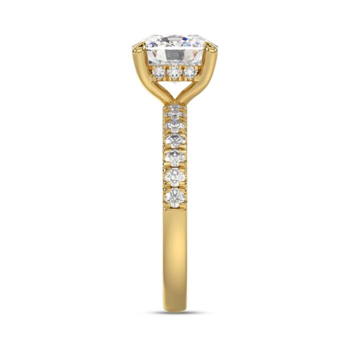 14K YELLOW GOLD 3 1/2CT ROUND/CUSHION DIAMOND LADIES RING (CENTER STONE CUSHION DIAMOND 3CT) - Image 4