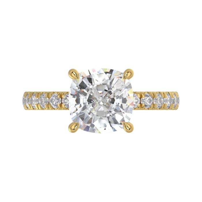 14K YELLOW GOLD 3 1/2CT ROUND/CUSHION DIAMOND LADIES RING (CENTER STONE CUSHION DIAMOND 3CT) - Image 5