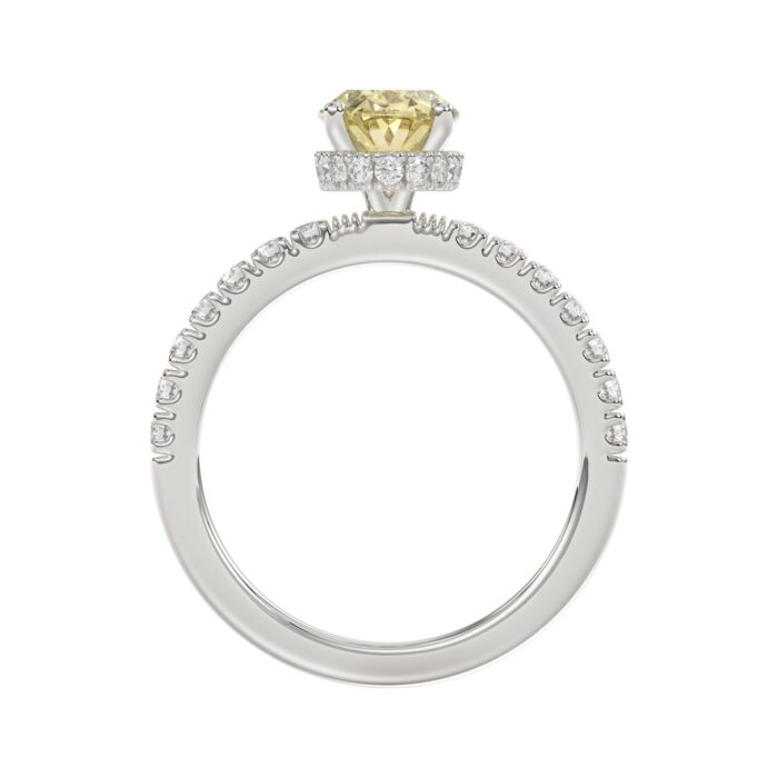 14K WHITE GOLD 2 1/2CT ROUND/OVAL DIAMOND LADIES RING (CENTER STONE YELLOW OVAL DIAMOND 2CT) - Image 5