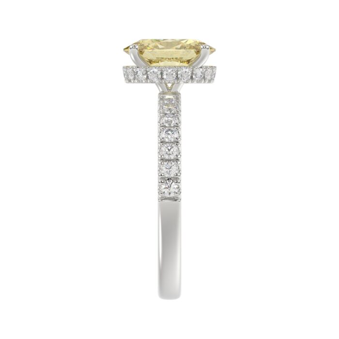 14K WHITE GOLD 2 1/2CT ROUND/OVAL DIAMOND LADIES RING (CENTER STONE YELLOW OVAL DIAMOND 2CT) - Image 3