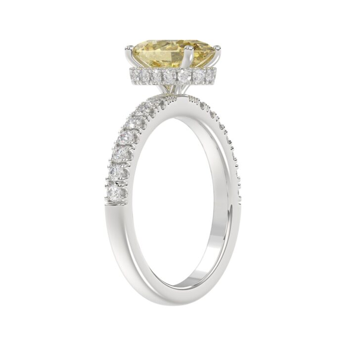 14K WHITE GOLD 2 1/2CT ROUND/YELLOW OVAL DIAMOND LADIES RING (CENTER STONE 2.00CT) - Image 4