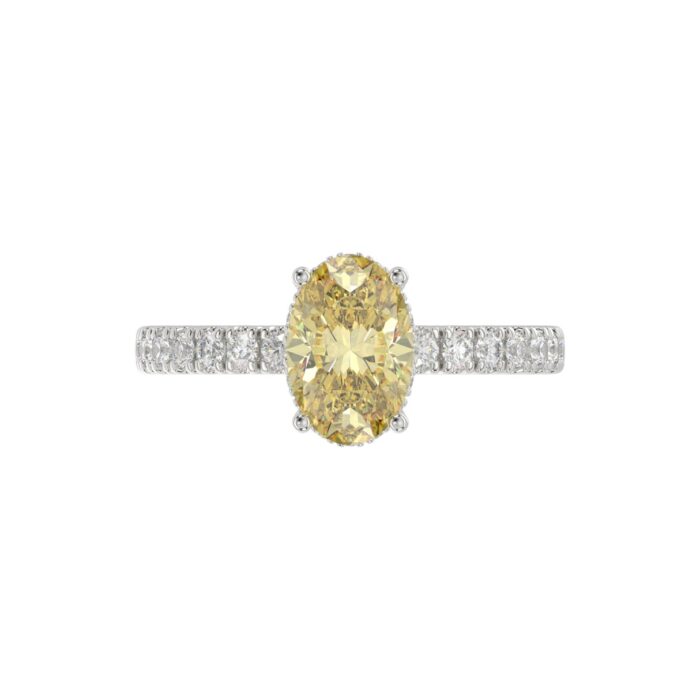 14K WHITE GOLD 2 1/2CT ROUND/YELLOW OVAL DIAMOND LADIES RING (CENTER STONE 2.00CT) - Image 2