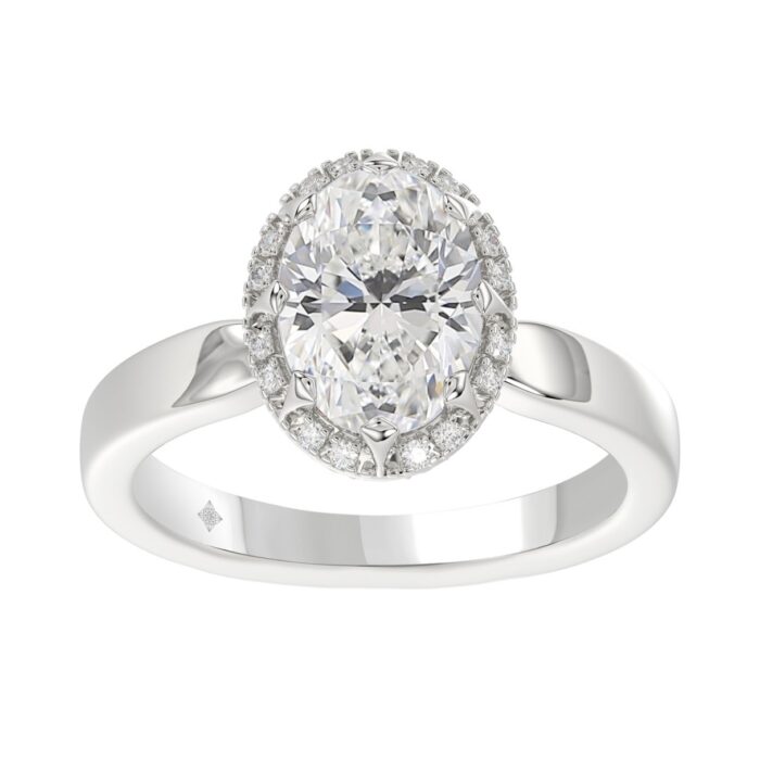 14K WHITE GOLD 2 1/4CT ROUND/OVAL DIAMOND LADIES RING - Image 1