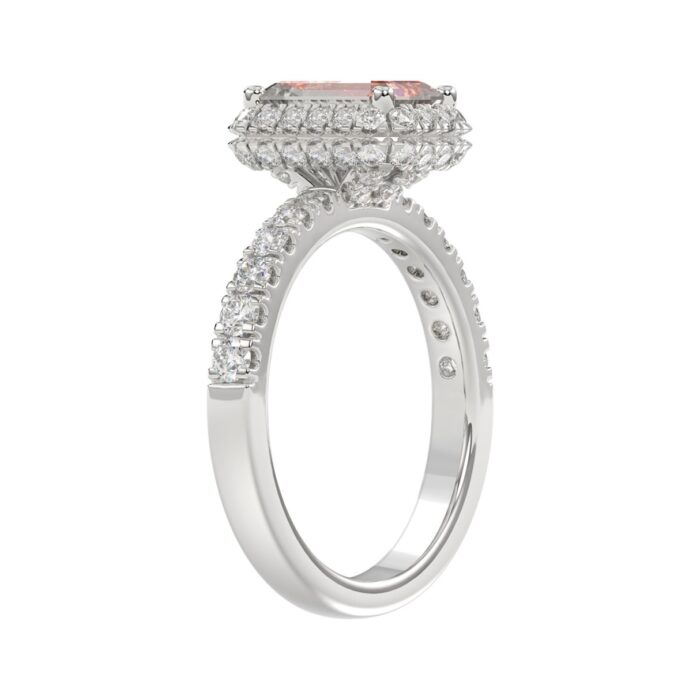 ETERNAL BLUSH COLLECTION 14K WHITE GOLD 4.00CT ROUND/RADIANT DIAMOND LADIES RING (CENTER STONE PINK RADIANT DIAMOND 3.00CT) - Image 2